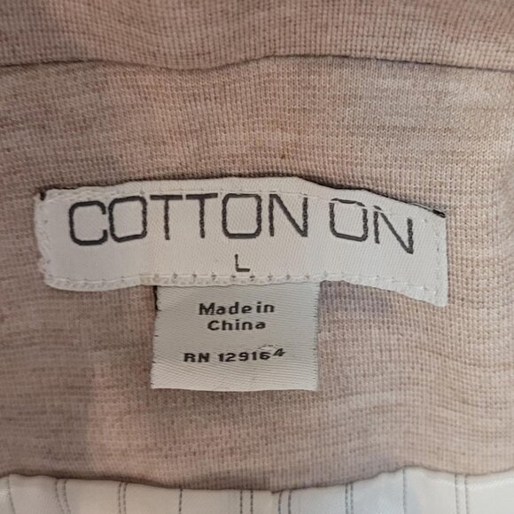 Cotton On Tan and cream linen blend blazer with white striped lining #linenblend - Picture 2 of 7